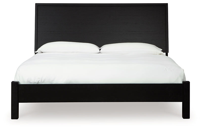 Danziar King Panel Bed with Mirrored Dresser, Chest and Nightstand