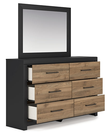 Vertani King Panel Bed with Mirrored Dresser, Chest and Nightstand