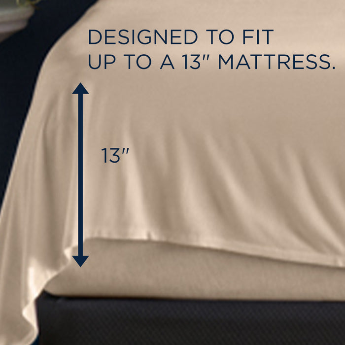 Linens TEMPUR Rayon from Bamboo Sheet Set Sandstone