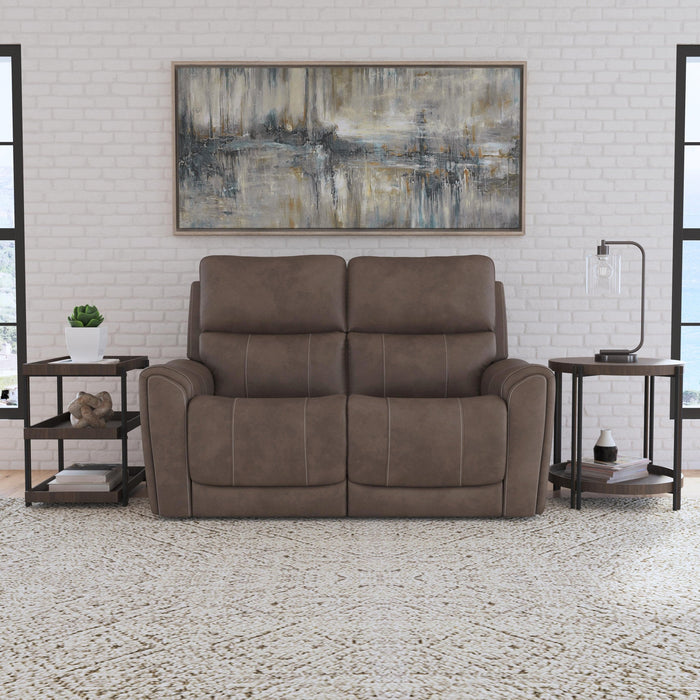 Calvin Cuppuccino Fabric Power Reclining Loveseat with Power Headrests & Lumbar