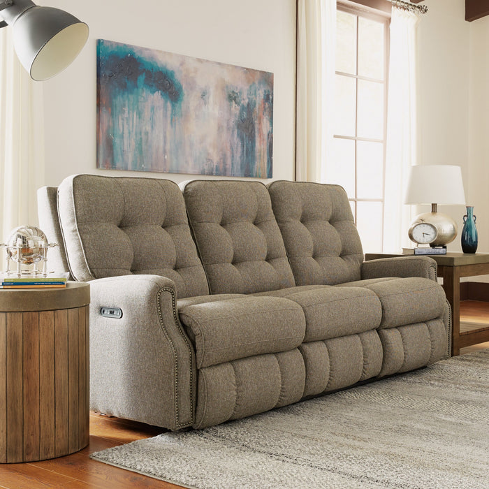 Devon Fabric Power Reclining Sofa with Power Headrests
