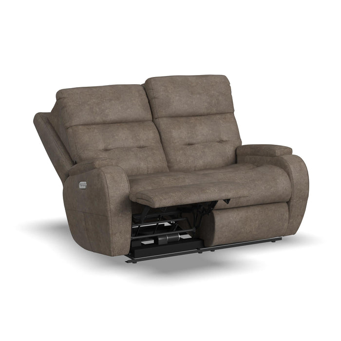 Strait Leather Power Reclining Loveseat with Power Headrests