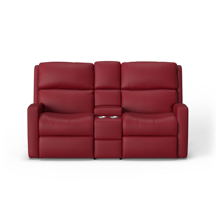 Catalina Leather Power Reclining Loveseat with Console & Power Headrests