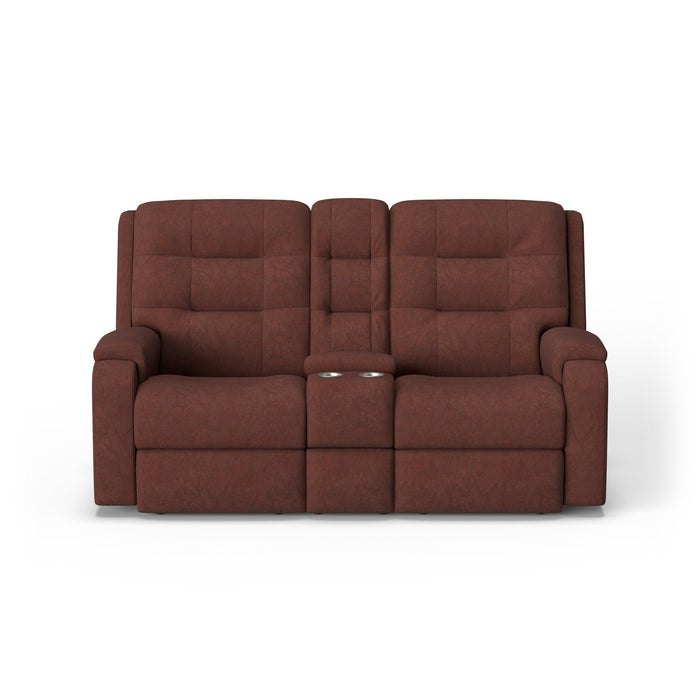 Arlo Leather Power Reclining Loveseat with Console & Power Headrests & Lumbar