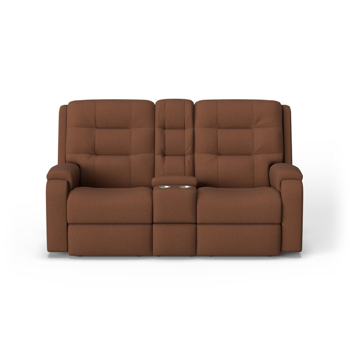 Arlo Leather Power Reclining Loveseat with Console