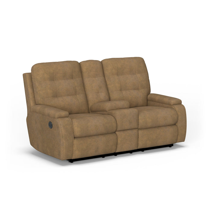 Kerrie Fabric Power Reclining Loveseat with Console