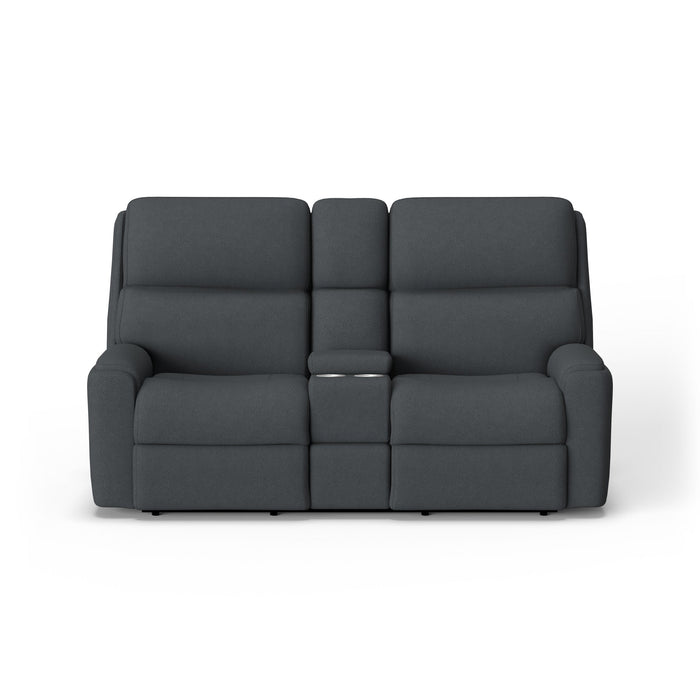 Rio Fabric Power Reclining Loveseat with Console