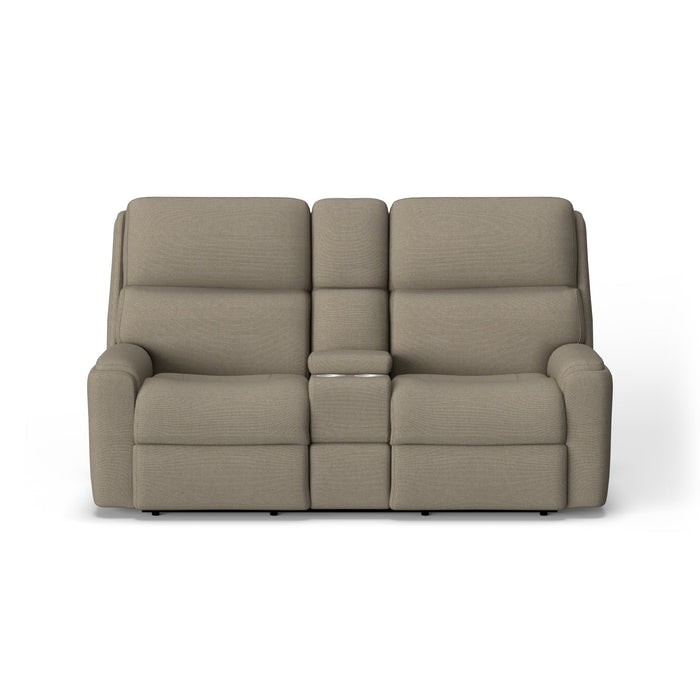 Rio Fabric Power Reclining Loveseat with Console
