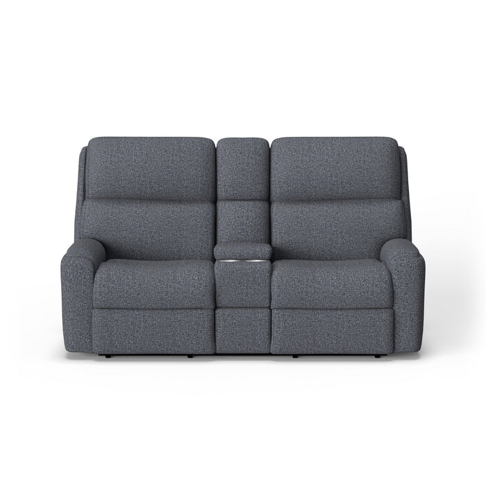 Rio Fabric Reclining Loveseat with Console