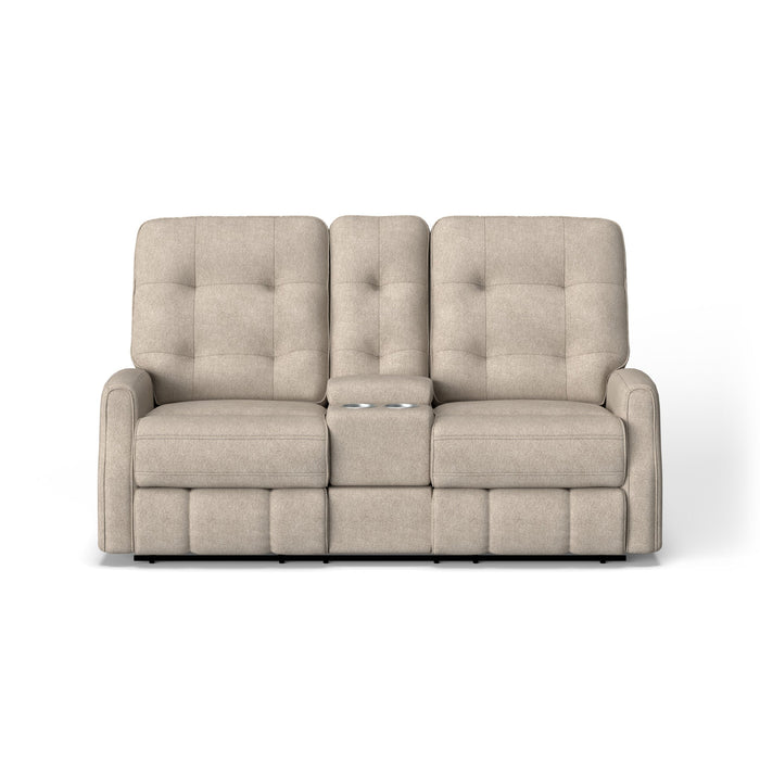 Devon Fabric Reclining Loveseat with Console