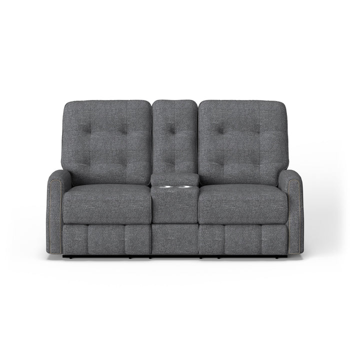 Devon Fabric Power Reclining Loveseat with Console