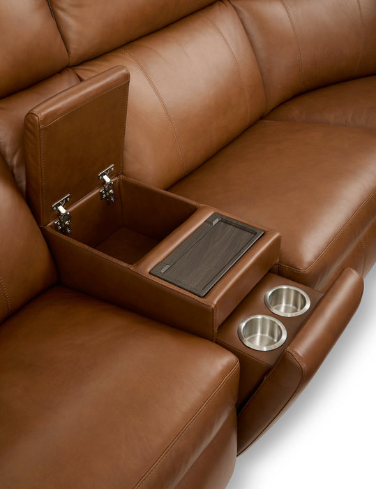 Wyatt Canyon Leather Power Reclining Sectional with Power Headrest & Lumbar