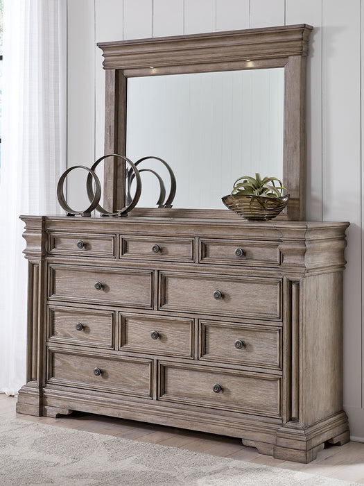 Blairhurst Queen Panel Bed with Mirrored Dresser, Chest and Nightstand