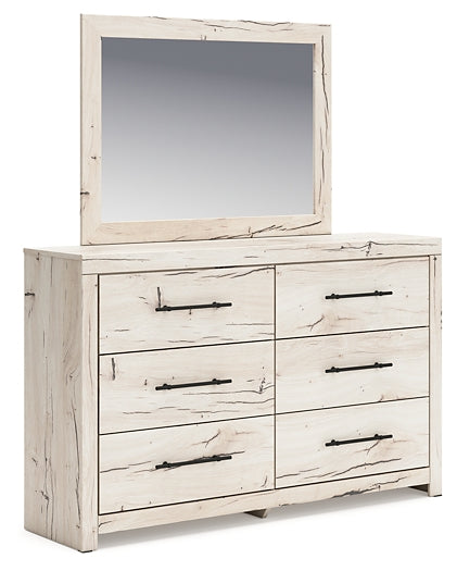 Lawroy King Panel Headboard with Mirrored Dresser, Chest and Nightstand