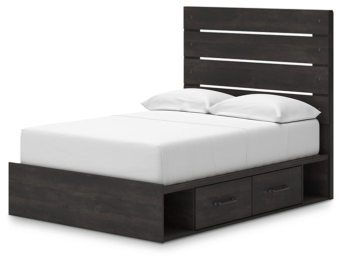 Hollivern Full Panel Bed with Storage with Mirrored Dresser