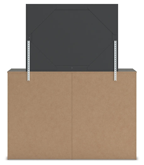 Fraluna King Panel Bed with Mirrored Dresser