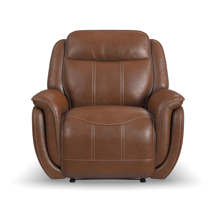 Swift Hazelnut Leather Power Recliner with Power Headrest & Lumbar