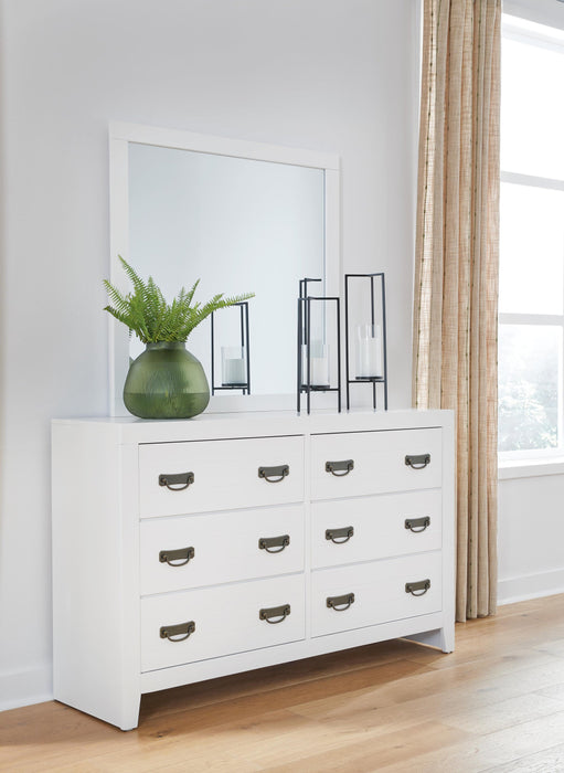 Binterglen California King Panel Bed with Mirrored Dresser and Nightstand