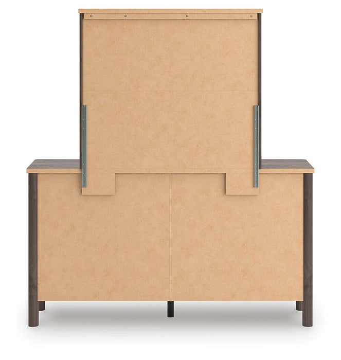 Pamytta Full Upholstered Panel Bed, Dresser and Mirror