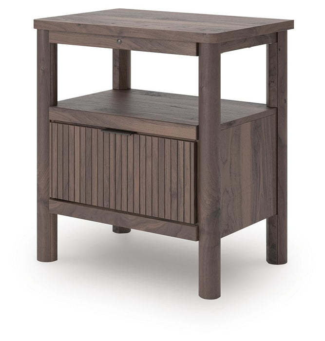 Pamytta Twin Upholstered Panel Bed, Dresser, Mirror and Nightstand