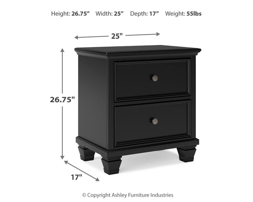 Lanolee California King Panel Storage Bed, Dresser, Mirror and Nightstand
