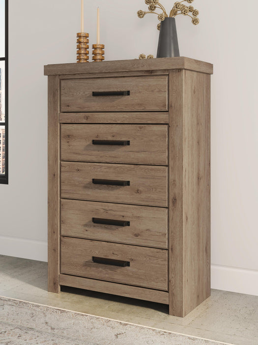 Garistyn King Panel Bed, Dresser, Mirror, Chest and Nightstand