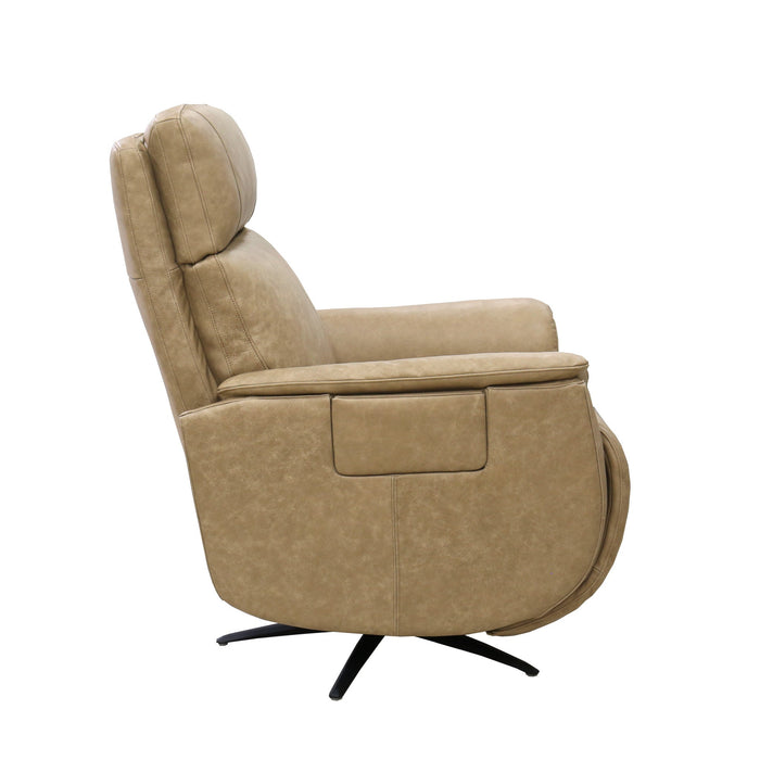 Cove Dune Leather Power Swivel Recliner with Power Headrest, Lumbar, Heat, & Massage