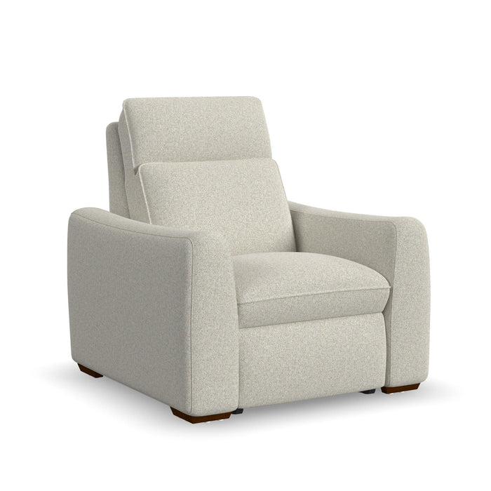 Ava Silver Sand Fabric Power Recliner with Power Headrest & Lumbar