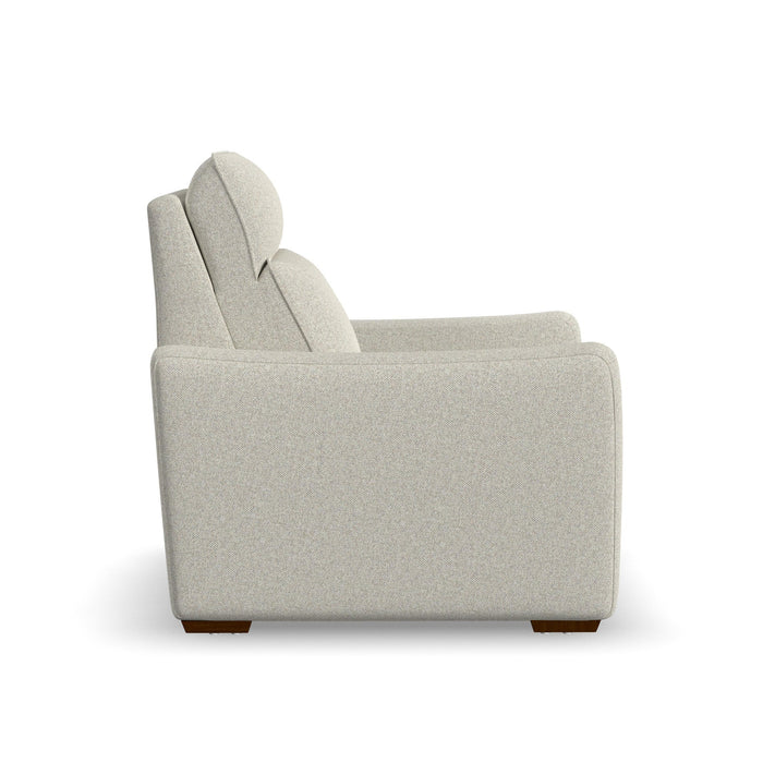 Ava Silver Sand Fabric Power Recliner with Power Headrest & Lumbar
