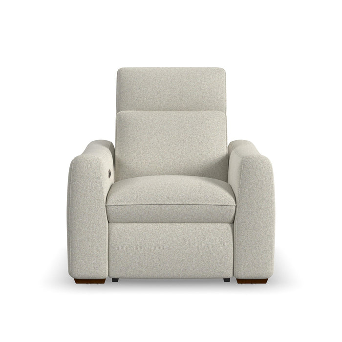 Ava Silver Sand Fabric Power Recliner with Power Headrest & Lumbar