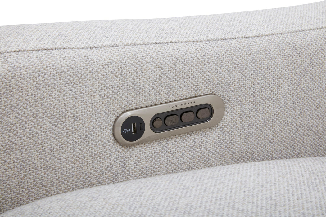 Ava Silver Sand Fabric Power Recliner with Power Headrest & Lumbar