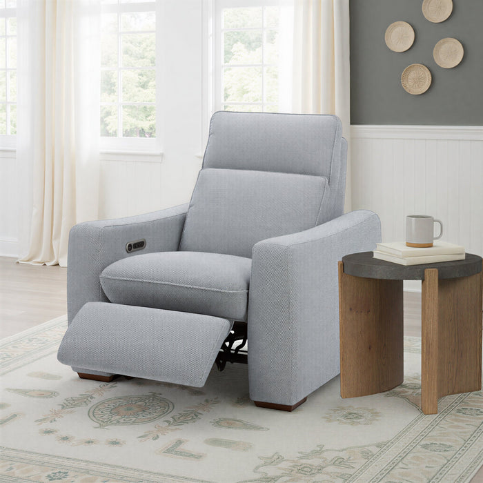 Ava Stonewash Fabric Power Recliner with Power Headrest & Lumbar