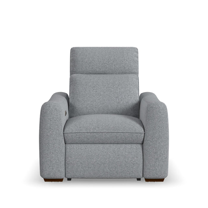 Ava Stonewash Fabric Power Recliner with Power Headrest & Lumbar