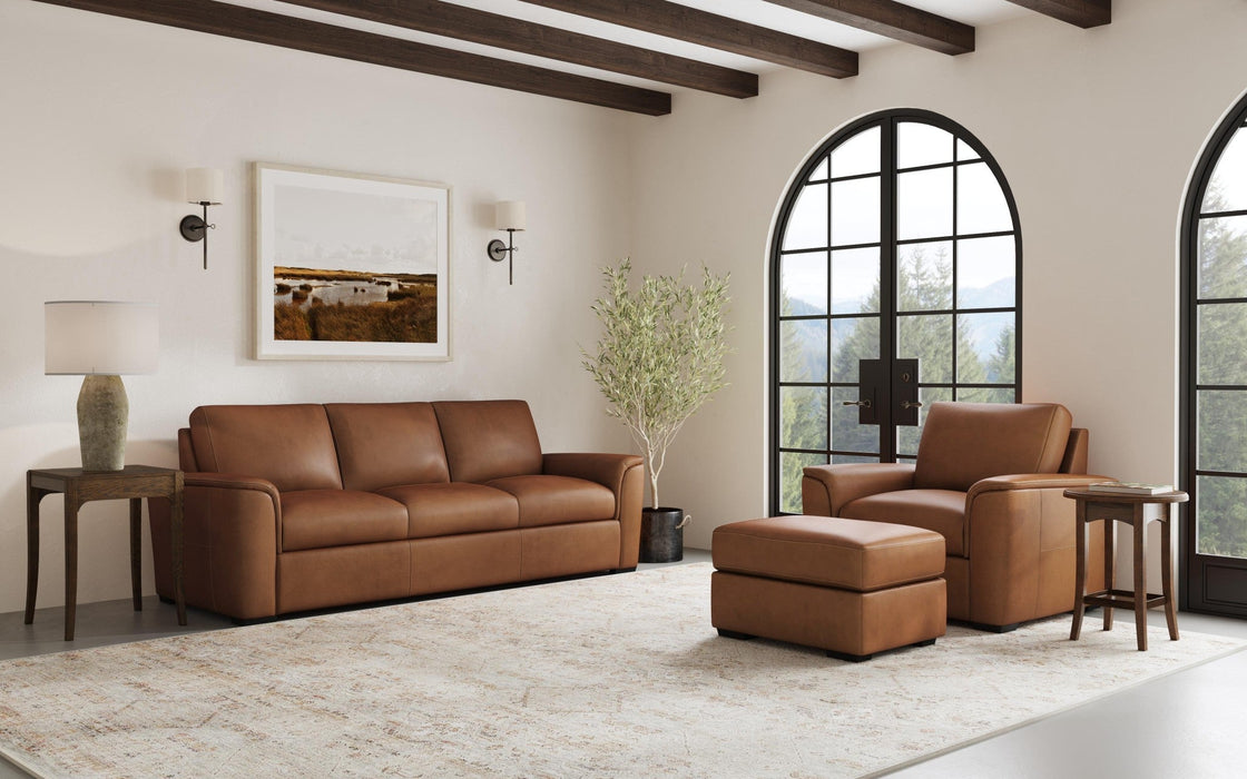 Henry Caramel Leather Ottoman