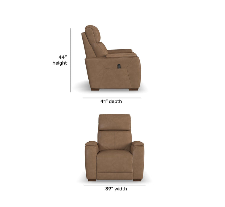 Vibe Taupe Fabric Power Recliner with Power Headrest, Lumbar, Heat, Massage & Pulse