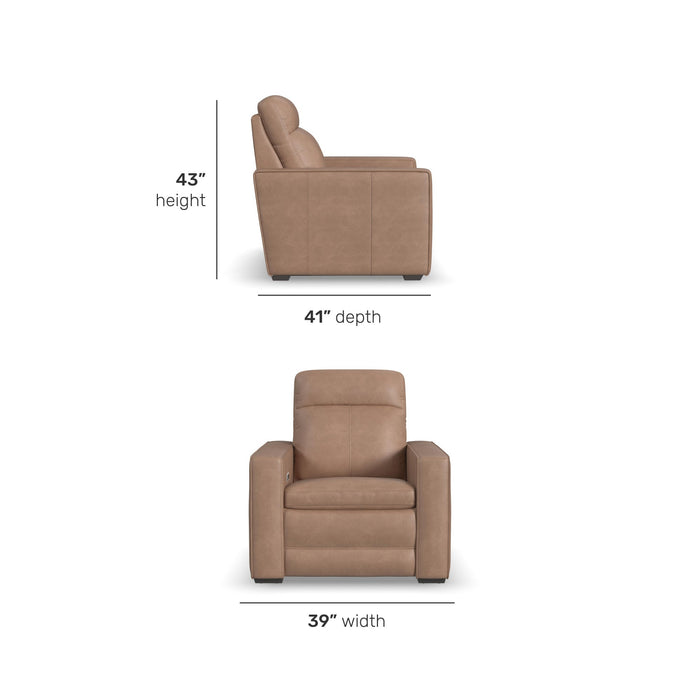 Dutch Desert Leather Power Recliner with Power Headrest & Lumbar