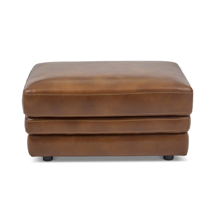 David Pecan Leather Ottoman