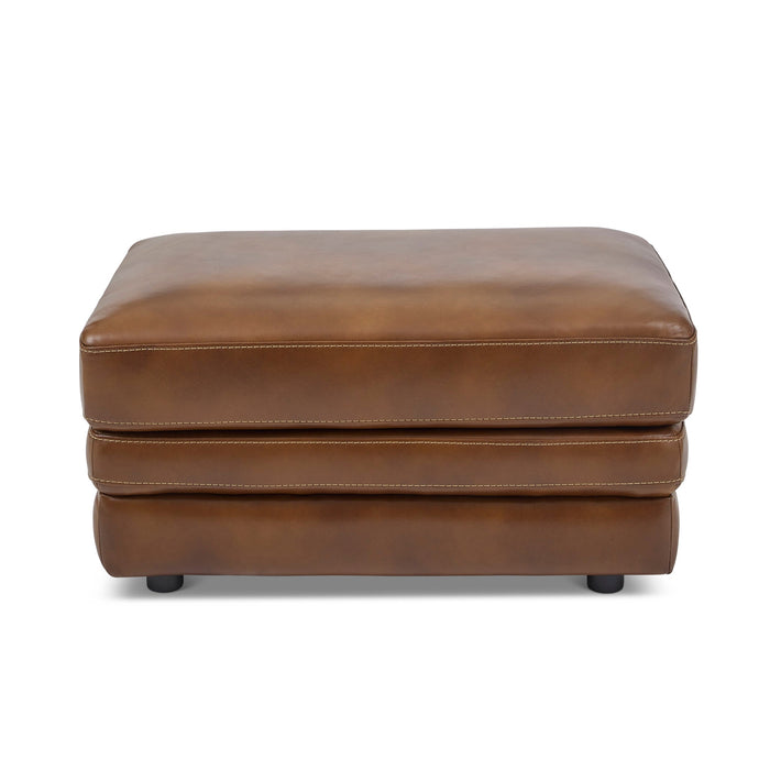 David Pecan Leather Ottoman