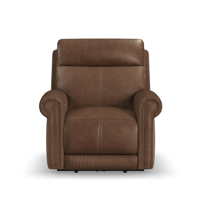 Alexander Tawny Leather Power Recliner with Power Headrest & Lumbar