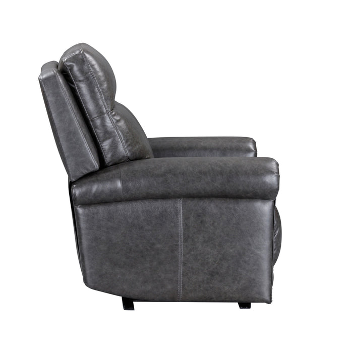 Alexander Weathered Stone Leather Power Recliner with Power Headrest & Lumbar