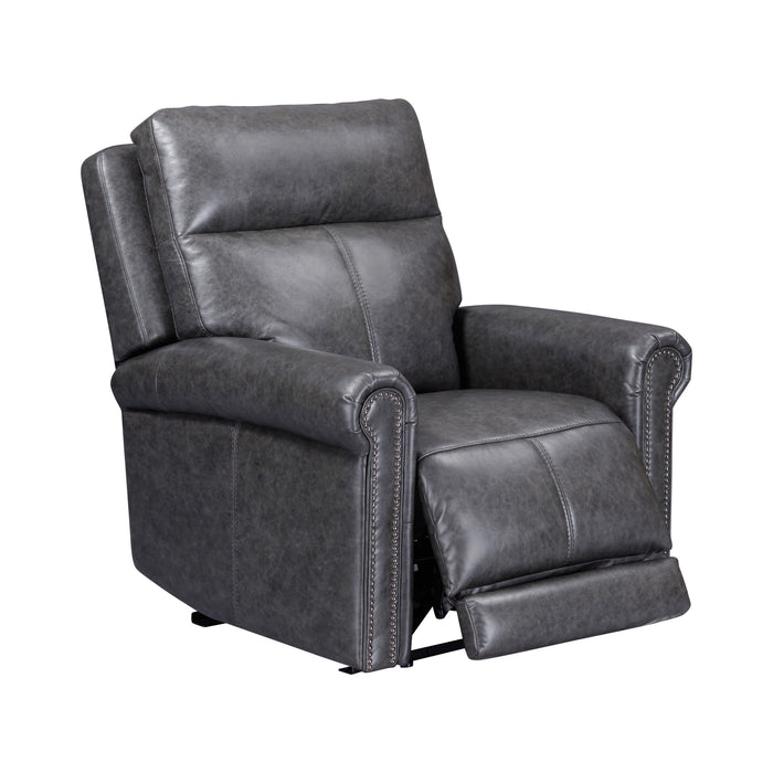Alexander Weathered Stone Leather Power Recliner with Power Headrest & Lumbar