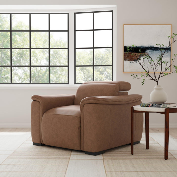 Camden Dusty Taupe Leather Power Recliner with Power Headrest