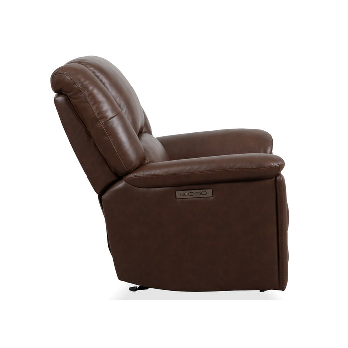 Plush Tavern Brown Leather Perfect Match Power Gliding Recliner with Power Headrest & Lumbar