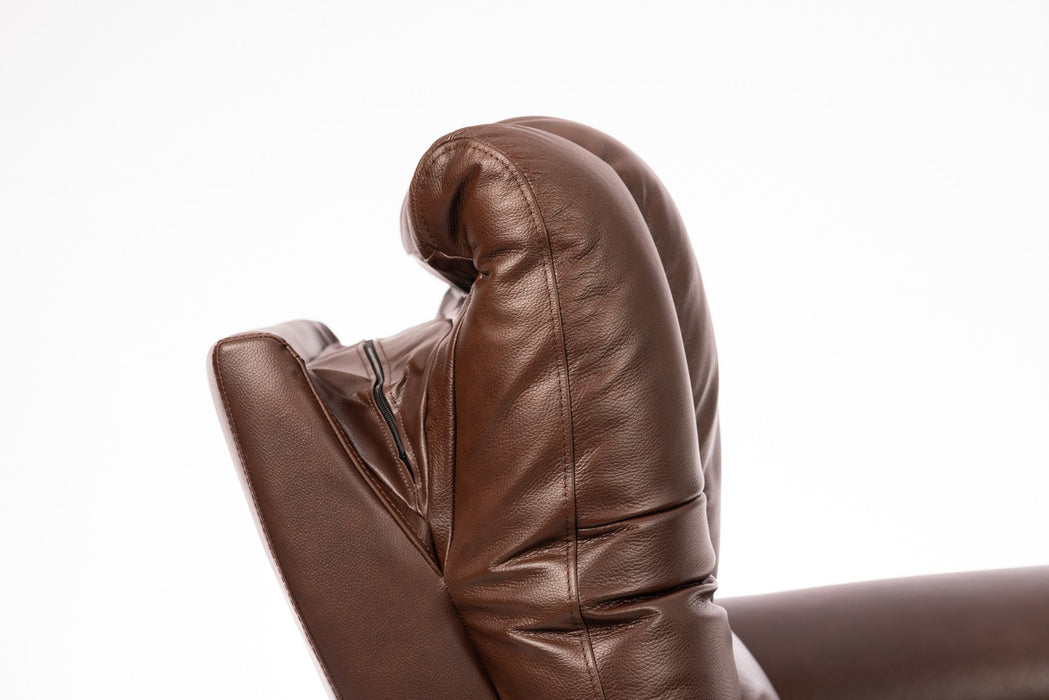 Plush Tavern Brown Leather Perfect Match Power Gliding Recliner with Power Headrest & Lumbar