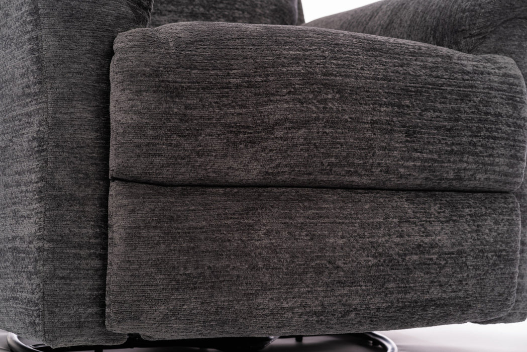 Sophisticated Steel Fabric Perfect Match Swivel Gliding Recliner