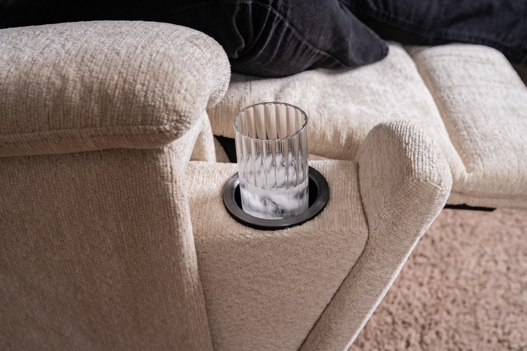 Refined Pearl Fabric Perfect Match Swivel Gliding Recliner