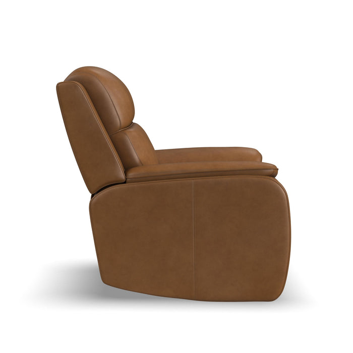 Ziggy Camel Leather Power Recliner with Power Headrest, Lumbar, Heat & Massage