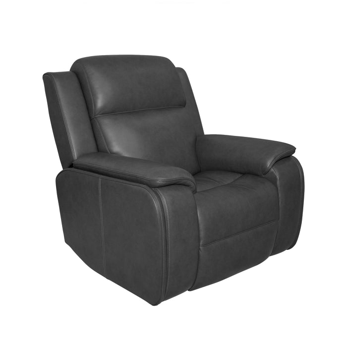 Ziggy Iron Leather Power Recliner with Power Headrest, Lumbar, Heat & Massage