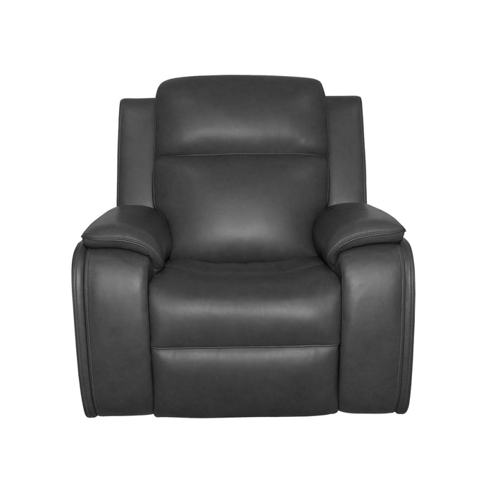 Ziggy Iron Leather Power Recliner with Power Headrest, Lumbar, Heat & Massage