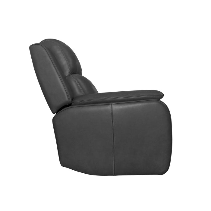 Ziggy Iron Leather Power Recliner with Power Headrest, Lumbar, Heat & Massage